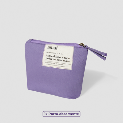 Porta-absorvente amai feito de algodão com forro impermeável e divisórias